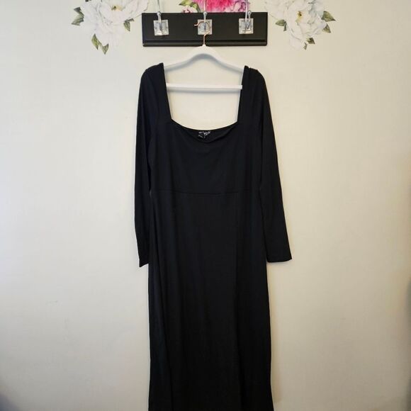 ASOS Square Neck Bodycon Ribbed Midi Dress - Picture 2 of 10